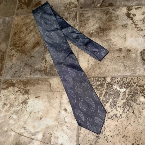 Men’s Calvin Klein Brand Grey Paisley Print Greyish Blue Colour Office Work Tie - Picture 4 of 12